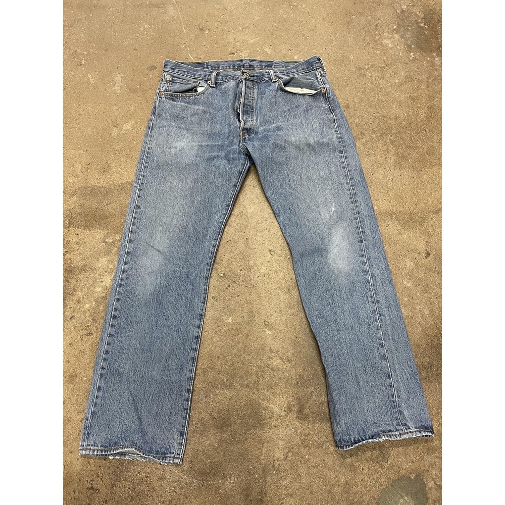 Levi's 501 Jeans Mens 38x32 Blue‎ Denim Button Fly Straight Leg Original Fit